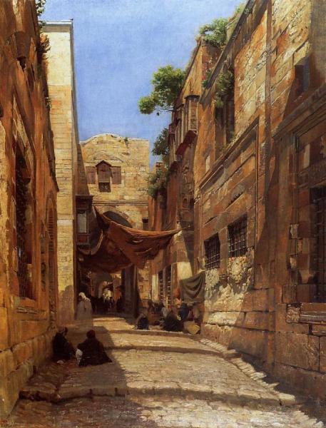 David Street In Jerusalem by Gustav Bauernfeind Oil Painting Reproductions