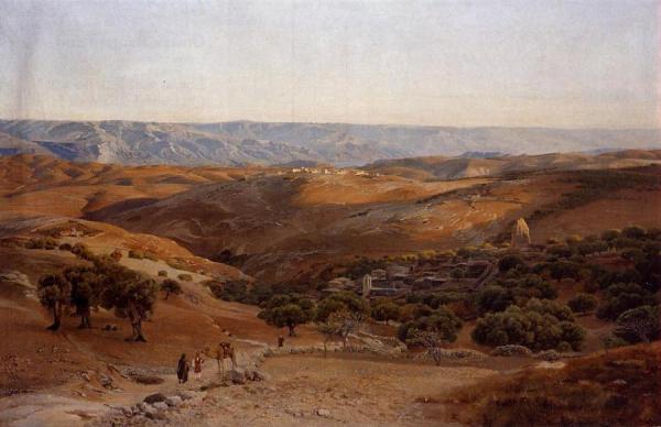 Mountains Of Moab Seen From Bethany by Gustav Bauernfeind