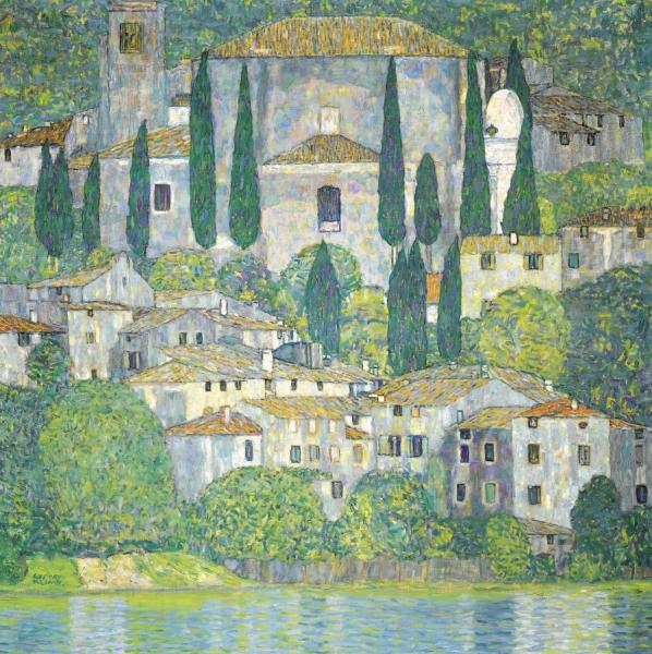Gustav Klimt Chruch In Cassone,landscape With Cypresses