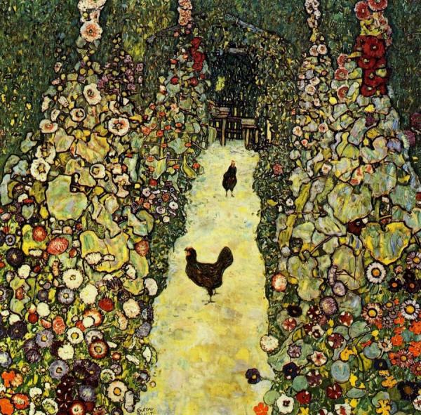 Garden With Roosters by Gustav Klimt