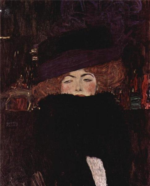 Lady With Hat And Featherboa by Gustav Klimt
