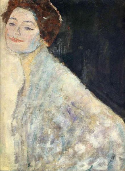 Portrait Of A Lady In White (unfinished) by Gustav Klimt