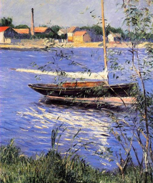 Anchored Boat On The Seine At Argenteuil by Gustave Caillebotte