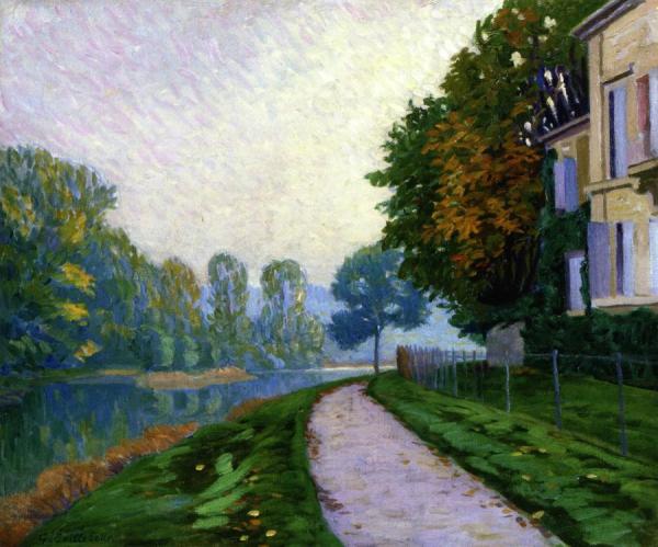 By The River, The Effect Of Morning Fog by Gustave Caillebotte