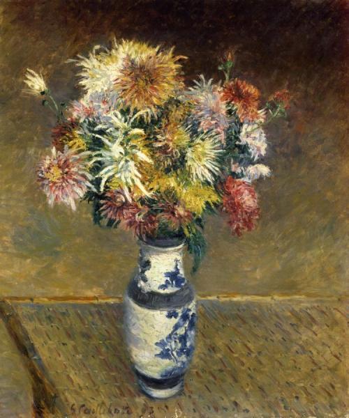 Chrysanthemums In A Vase by Gustave Caillebotte
