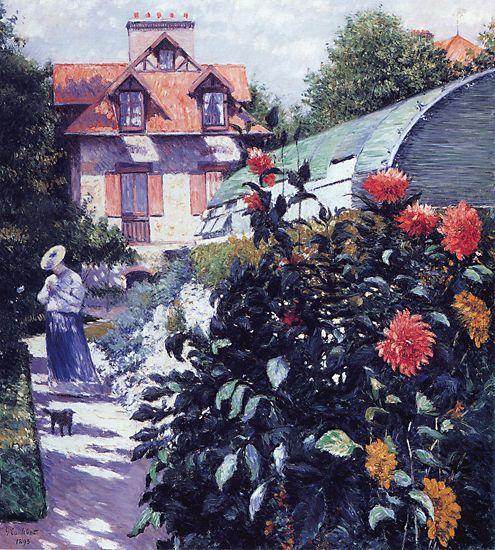 Dahlias: The Garden At Petit Gennevilliers by Gustave Caillebotte
