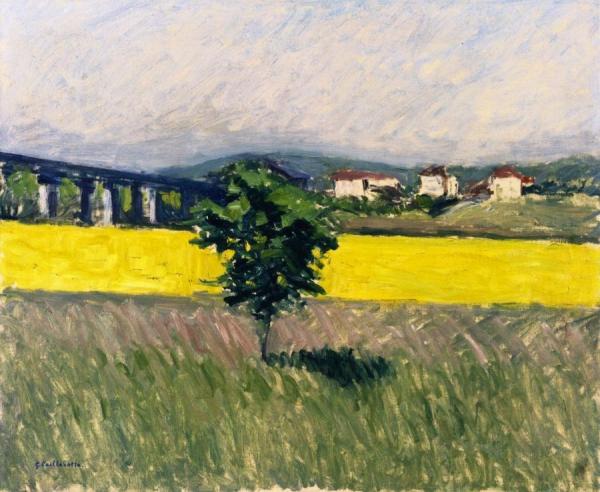 Field And Pont D'argenteuil by Gustave Caillebotte