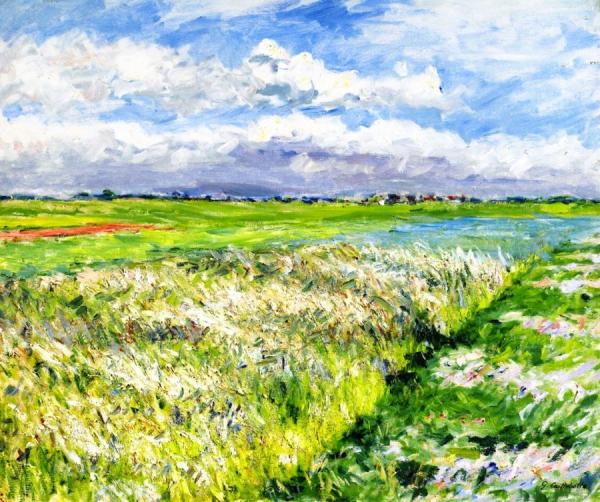 Fields, Plaine De Gennevilliers, Study In Yellow And Green by Gustave Caillebotte