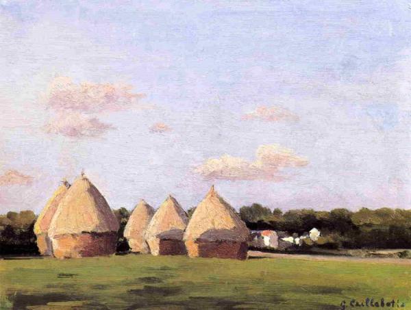 Harvest, Landscape With Five Haystacks by Gustave Caillebotte