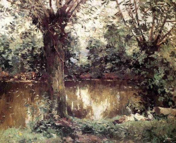 Landscape, Banks Of The Yerres by Gustave Caillebotte