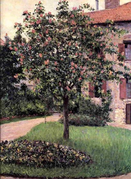 Petit Gennevilliers, Facade, Southeast Of The Artist's Studio, Overlooking The Garden, Spring by Gustave Caillebotte