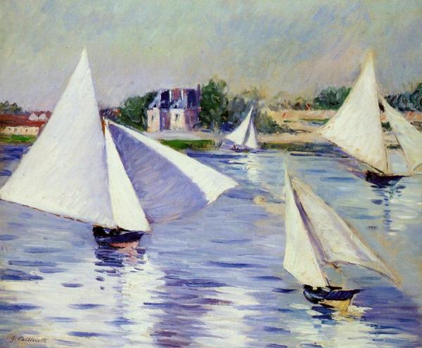 Sailboats On The Seine At Argenteuil by Gustave Caillebotte
