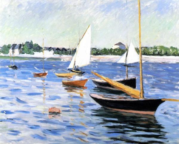 Sailing Boats On The Seine At Argenteuil by Gustave Caillebotte