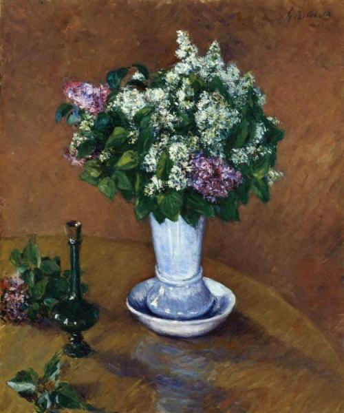 Still Life With A Vase Of Lilacs by Gustave Caillebotte