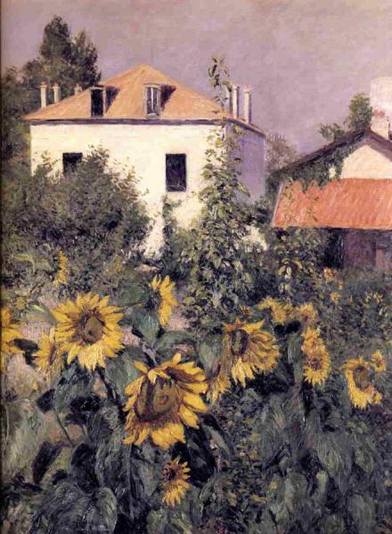 Sunflowers, Garden At Petit Gennevilliers by Gustave Caillebotte