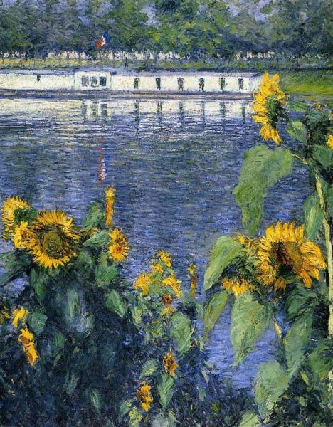 Sunflowers On The Banks Of The Seine by Gustave Caillebotte
