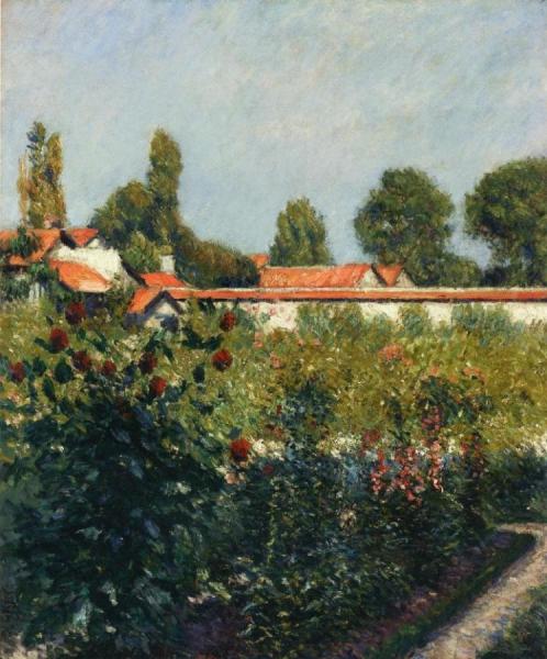 The Garden Of Petit Gennevillers, The Pink Roofs by Gustave Caillebotte