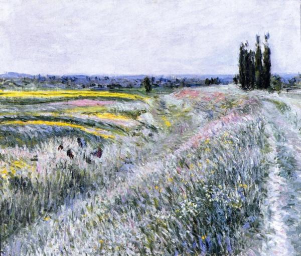 The Plain At Gennevilliers, Group Of Poplars by Gustave Caillebotte