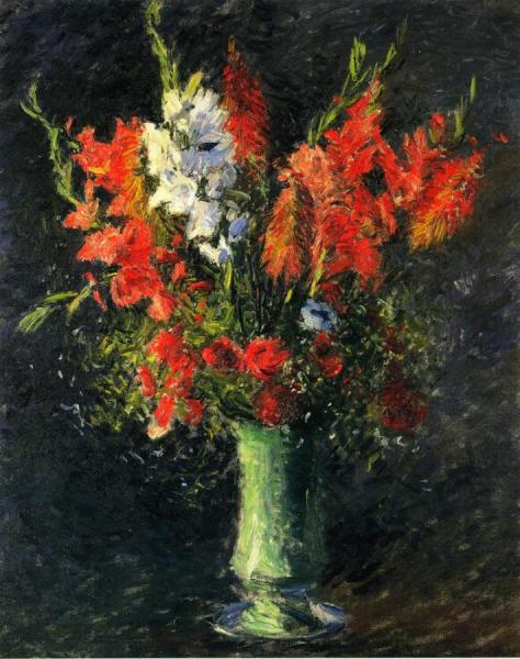 Vase Of Gladiolas by Gustave Caillebotte