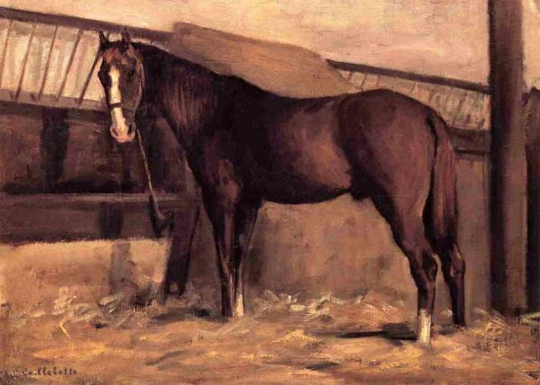 Yerres, Reddish Bay Horse In The Stable by Gustave Caillebotte