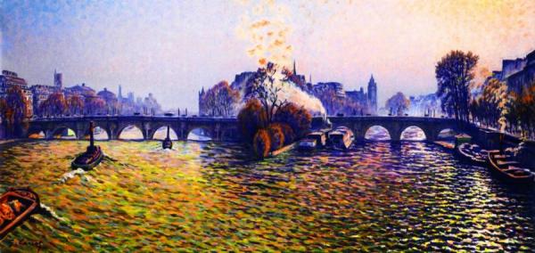 Pont-neuf, Autumn, Laundry Boat by Gustave Cariot