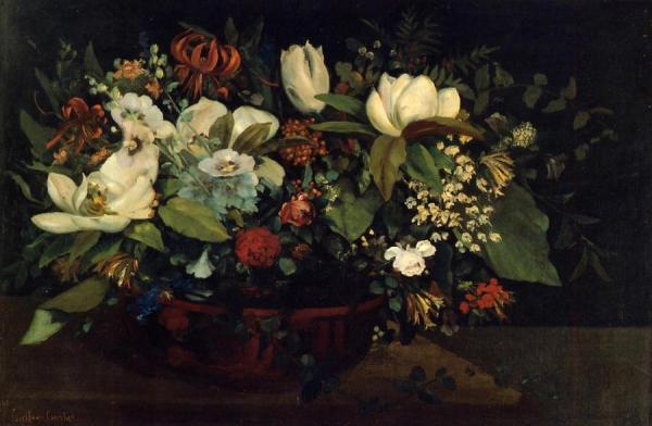 Basket Of Flowers by Gustave Courbet