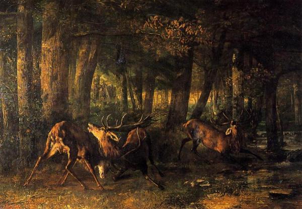 Battle Of The Stags by Gustave Courbet