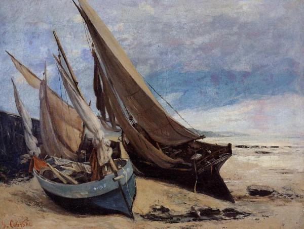 Fishing Boats On The Deauville Beach by Gustave Courbet