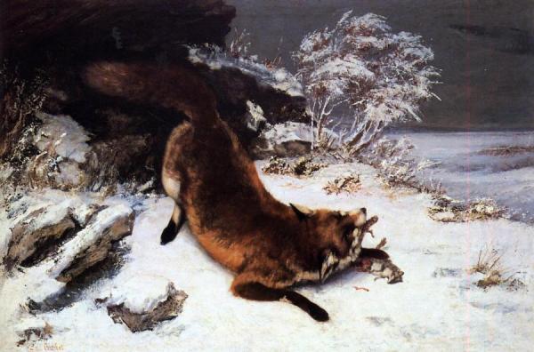 Fox In The Snow by Gustave Courbet