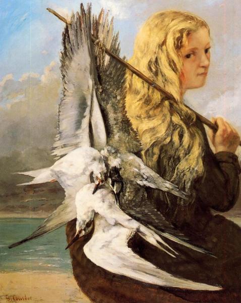 Girl With Seagulls, Trouville by Gustave Courbet Oil Painting Reproductions