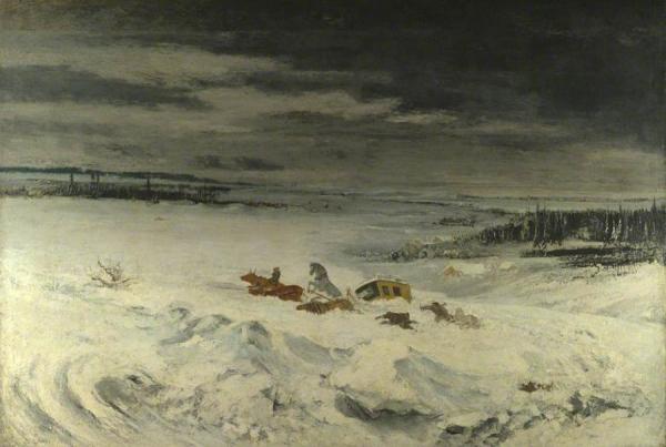 La Diligence In The Snow by Gustave Courbet