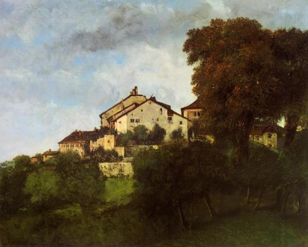 The Houses Of The Chateau D'ornans by Gustave Courbet