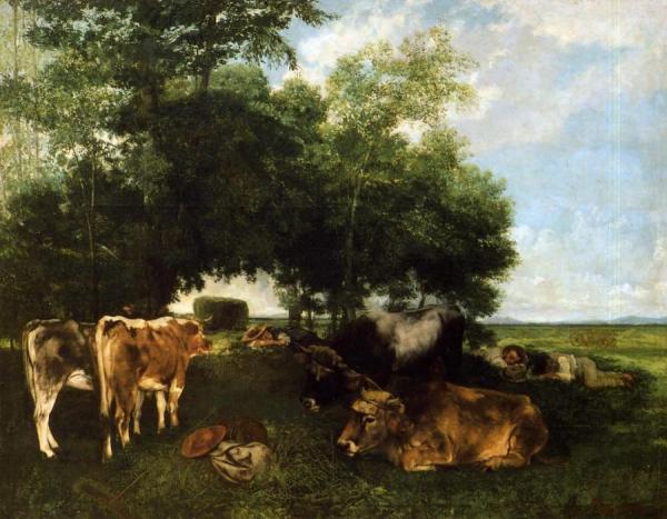 The Rest During The Harvest Season by Gustave Courbet
