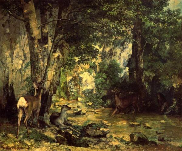 The Shelter Of The Roe Deer At The Stream Of Plaisir-fontaine, Doubs by Gustave Courbet