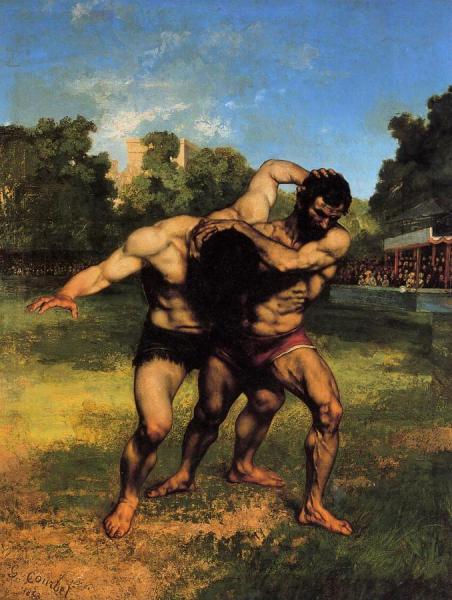 The Wrestlers by Gustave Courbet