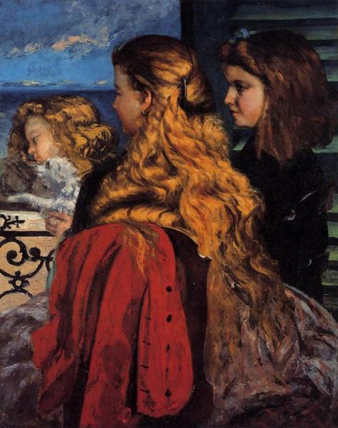 Three English Girls At A Window by Gustave Courbet