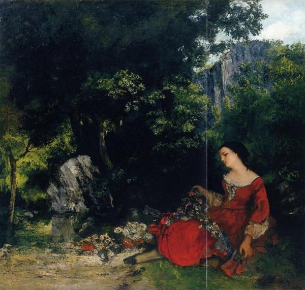 Woman With Garland by Gustave Courbet Oil Painting Reproductions