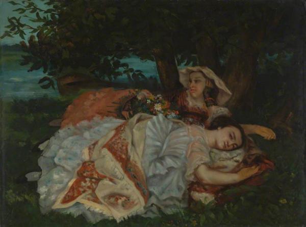 Young Ladies On The Banks Of The Seine by Gustave Courbet Oil Painting Reproductions