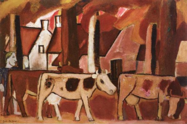 Leading Cows To The Stall by Gustave De Smet
