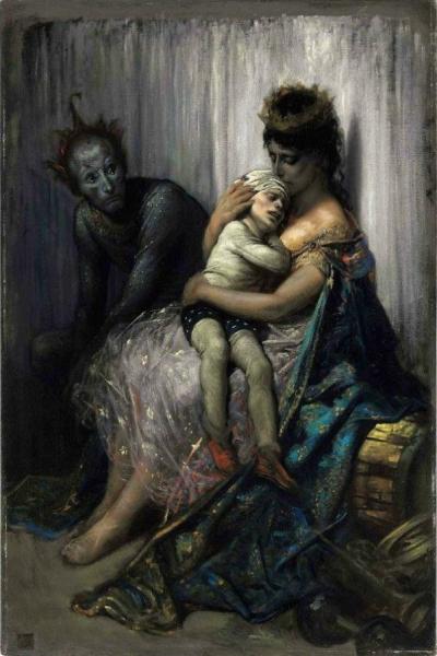 La Famille Du Saltimbanque, L'enfant Blessé by Gustave Doré Oil Painting Reproductions