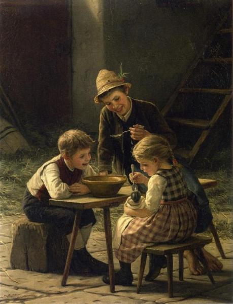 Baby Doll's Dinner by Gustave Igler Oil Painting Reproductions