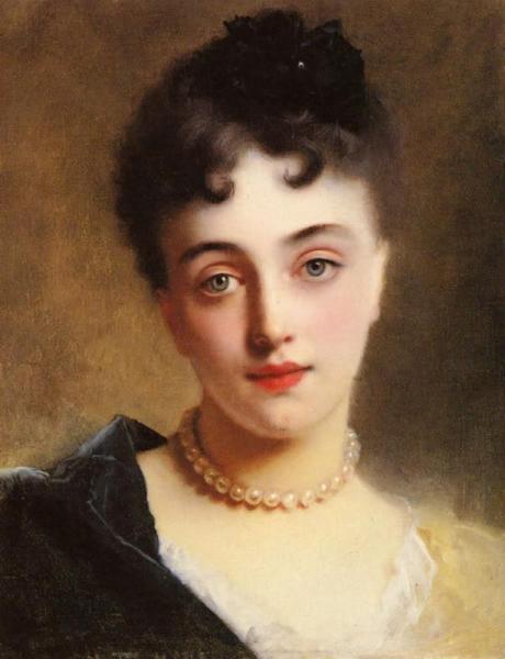 An Elegant Lady With Pearls by Gustave Jean Jacquet
