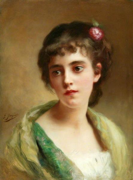 Head Of A Girl by Gustave Jean Jacquet Oil Painting Reproductions