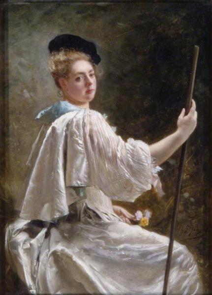 Gustave Jean Jacquet Lady With A Staff