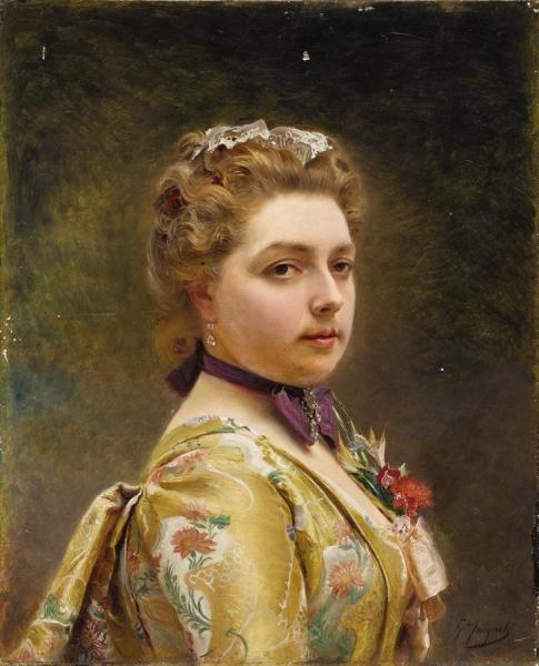 Portrait Of A Lady by Gustave Jean Jacquet