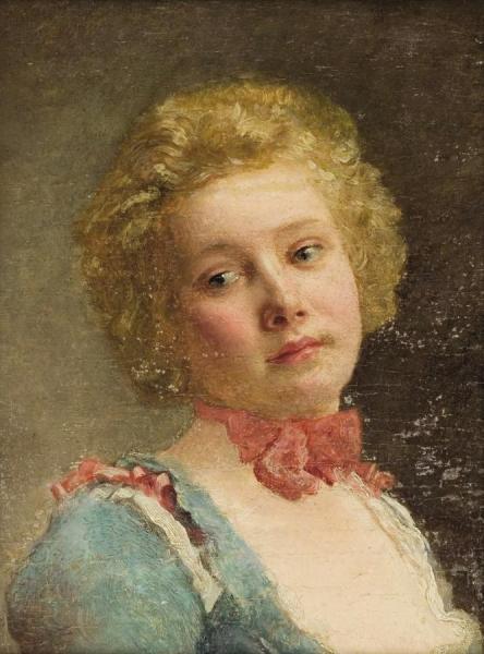 Gustave Jean Jacquet Portrait Of A Young Girl