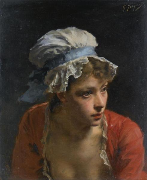 The Mob Cap by Gustave Jean Jacquet Oil Painting Reproductions