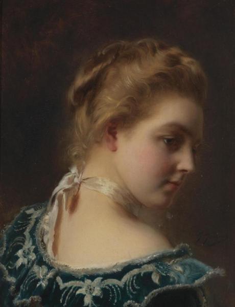 Gustave Jean Jacquet Young Beauty In A Green Dress