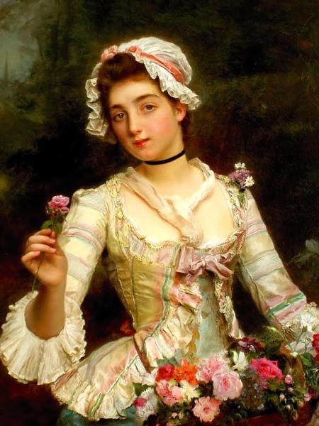 Gustave Jean Jacquet Young Woman With Flowers