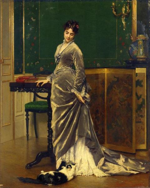 A Playful Moment by Gustave-leonard De Jonghe